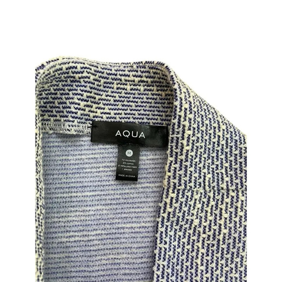 Aqua White & Navy Textured Side Zip Stretch Tweed Mini Skirt Size Medium - Picture 4 of 5